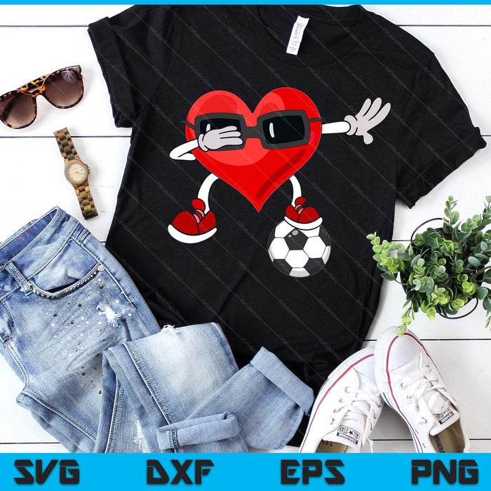 Soccer Valentines Day Dabbing Heart Kids Boys SVG PNG Digital Printable Files