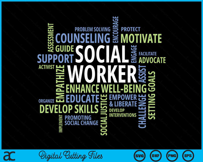 Maatschappelijk werk maand maatschappelijk werker SVG PNG digitale snijbestanden