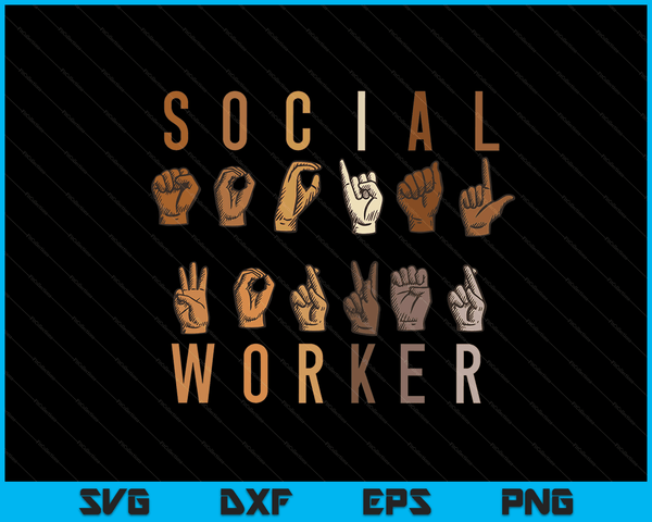 Maatschappelijk werker waardering maand ASL gebarentaal SVG PNG digitale snijbestanden