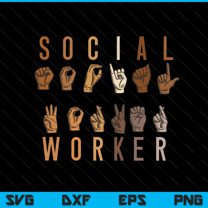 Maatschappelijk werker waardering maand ASL gebarentaal SVG PNG digitale snijbestanden