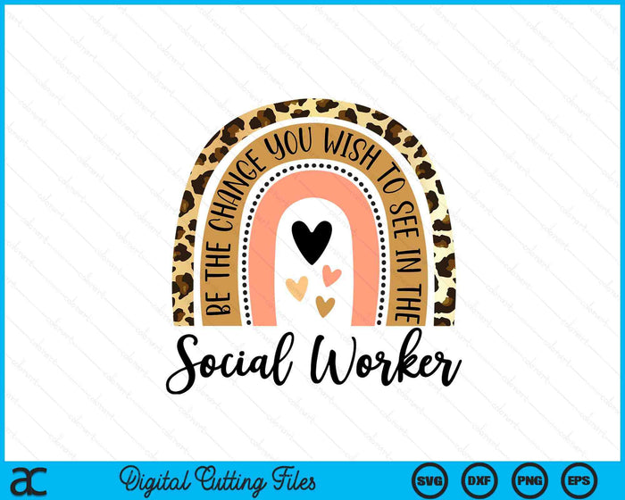 Maatschappelijk werker Leopard Rainbow grappig werk liefde SVG PNG digitale snijden-bestanden