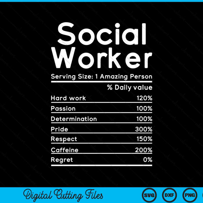 Social worker nutrition facts SVG cut file