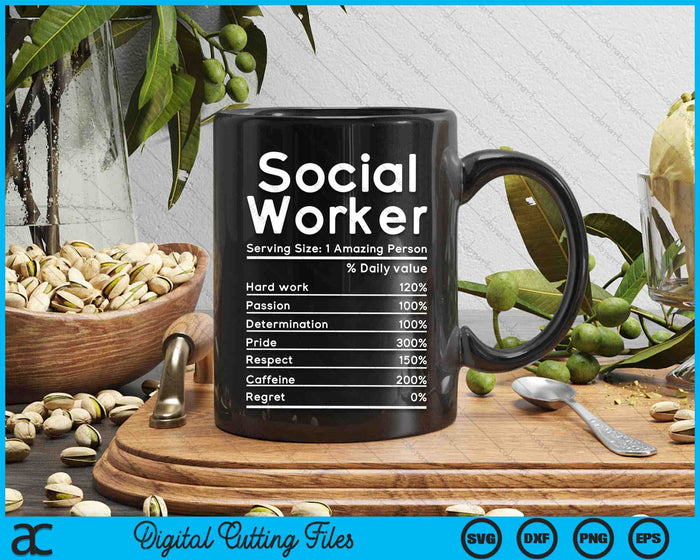 Maatschappelijk werker voedingsfeiten SVG PNG digitale snijbestanden