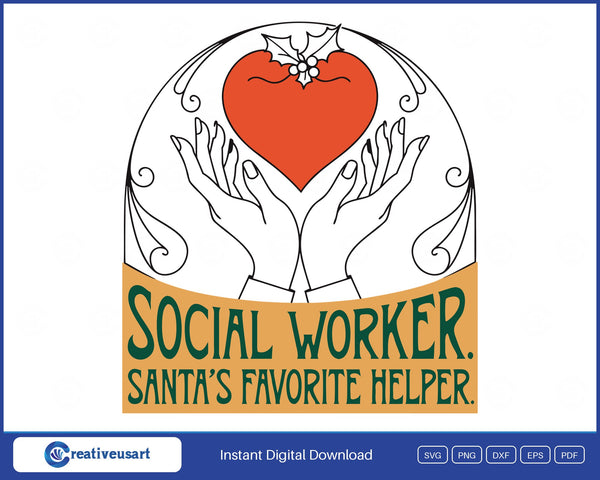 Social Worker Santa's Favorite Helper Christmas SVG printed on a white t-shirt