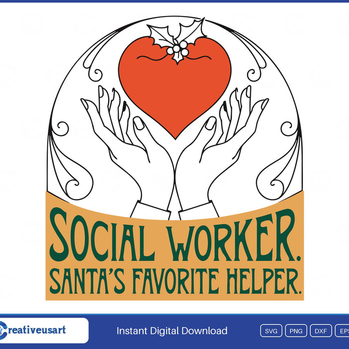 Social Worker Santa's Favorite Helper Christmas SVG printed on a white t-shirt
