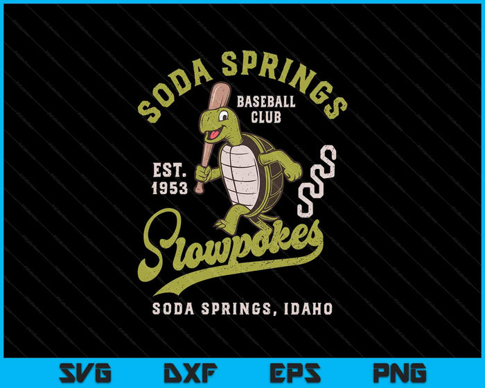 Soda Springs Slowpokes Retro Minor League Baseball Team SVG PNG Digital Printable Files