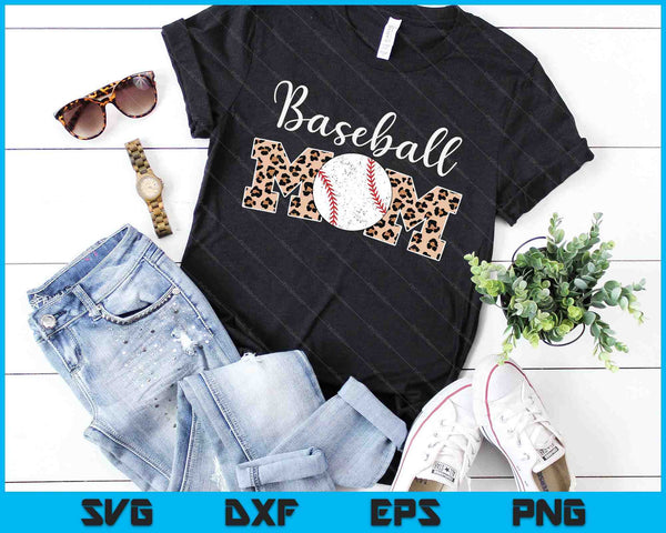 Softball Baseball Mom Leopard Mother's Day SVG PNG Digital Printable Files