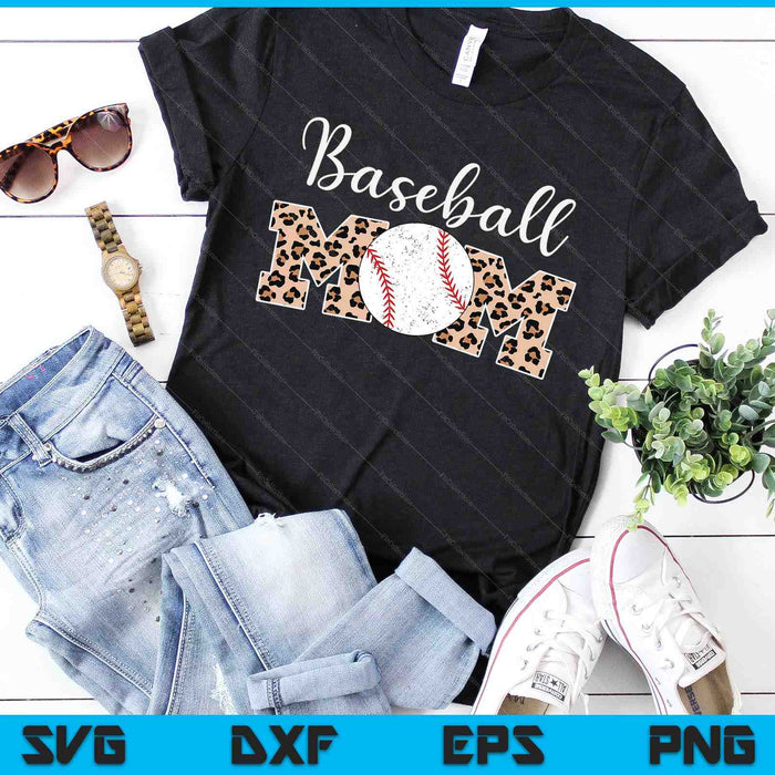 Softball Baseball Mom Leopard Mother's Day SVG PNG Digital Printable Files