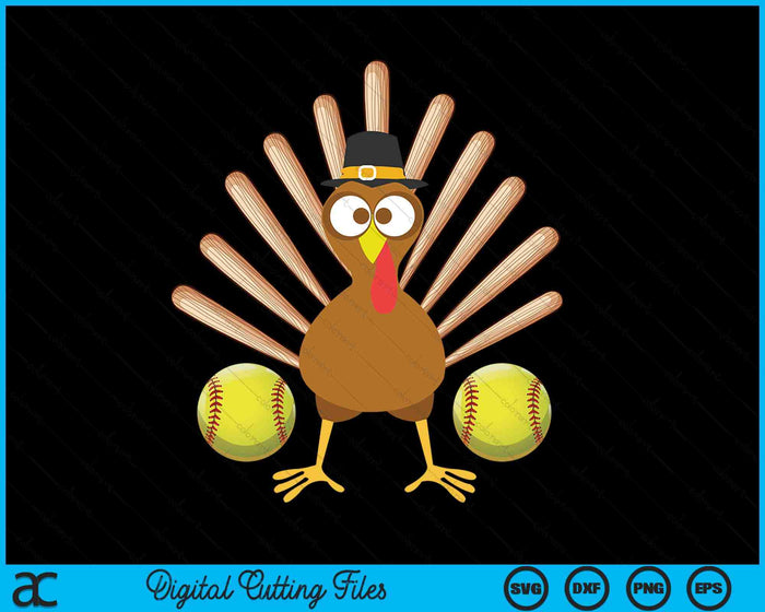Softball Bat Turkey Thanksgiving SVG PNG Digital Cutting Files