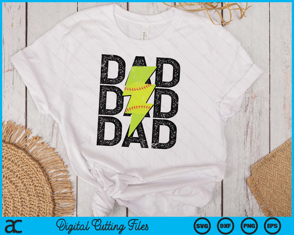 Softball Dad Distressed Lightning Bolt SVG PNG Digital Printable Files