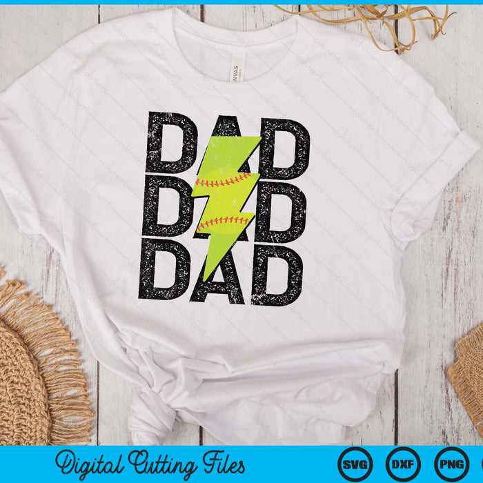 Softball Dad Distressed Lightning Bolt SVG PNG Digital Printable Files