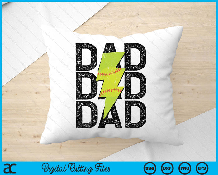 Softball Dad Distressed Lightning Bolt SVG PNG Digital Printable Files