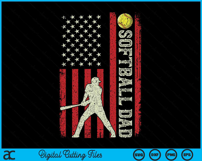 Softball Dad US Flag Gifts For Dad Men Patriotic Fathers Day SVG PNG Digital Printable Files