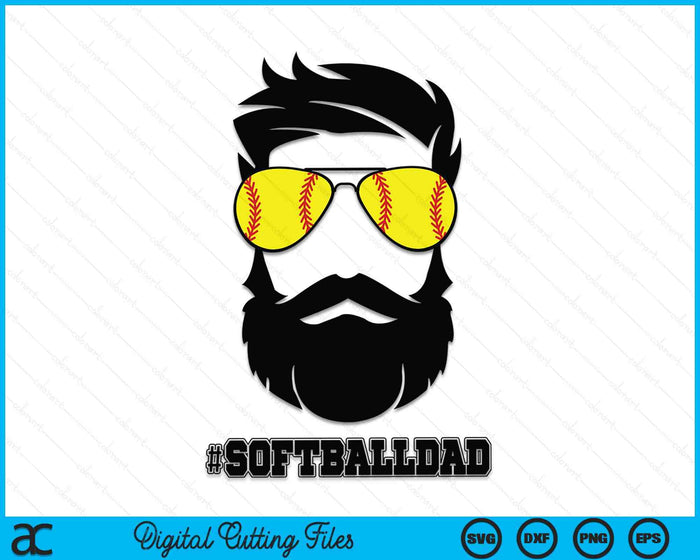 Softbal vader met baard en coole zonnebril SVG PNG digitale snijbestanden