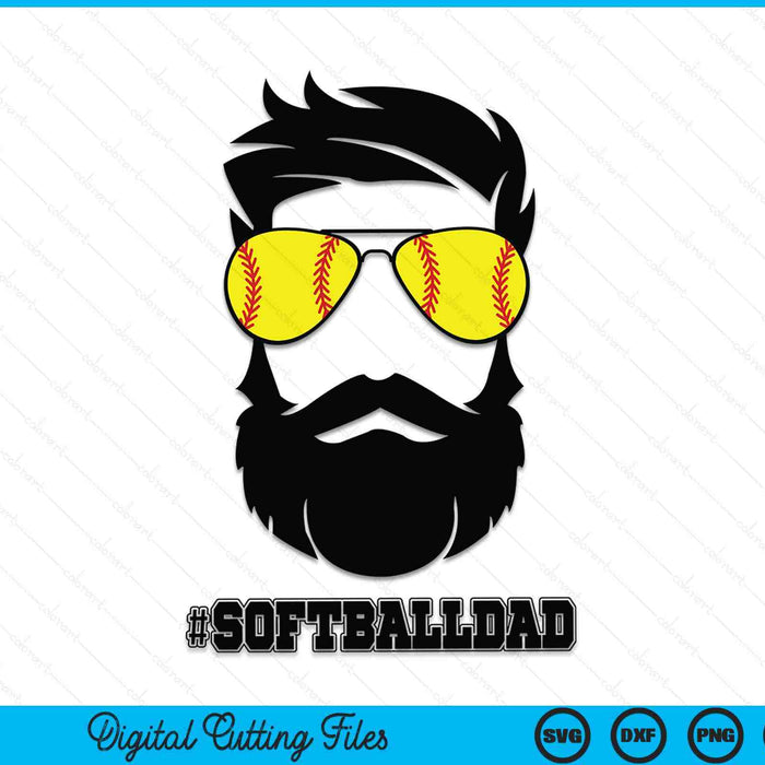 Softball dad with beard and cool sunglasses SVG cut file