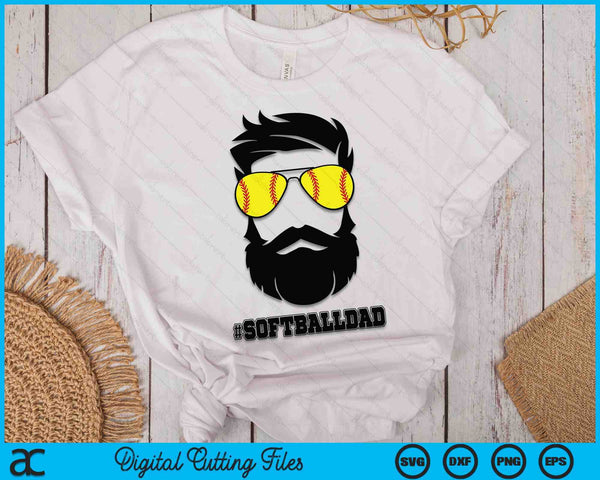 Softball Dad With Beard And Cool Sunglasses SVG PNG Digital Cutting Files