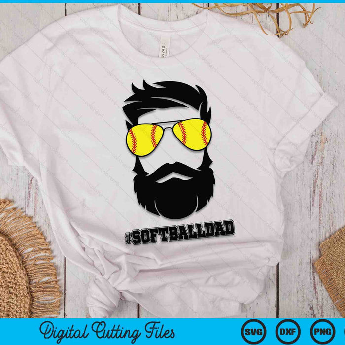 Softbal vader met baard en coole zonnebril SVG PNG digitale snijbestanden