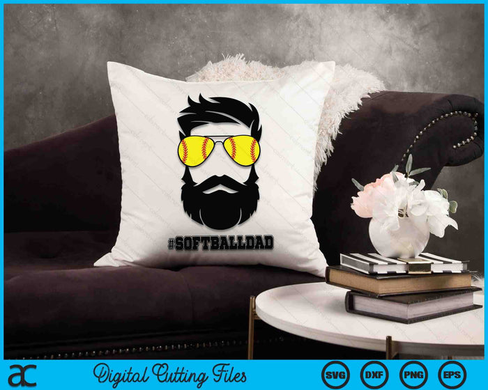 Softball Dad With Beard And Cool Sunglasses SVG PNG Digital Cutting Files