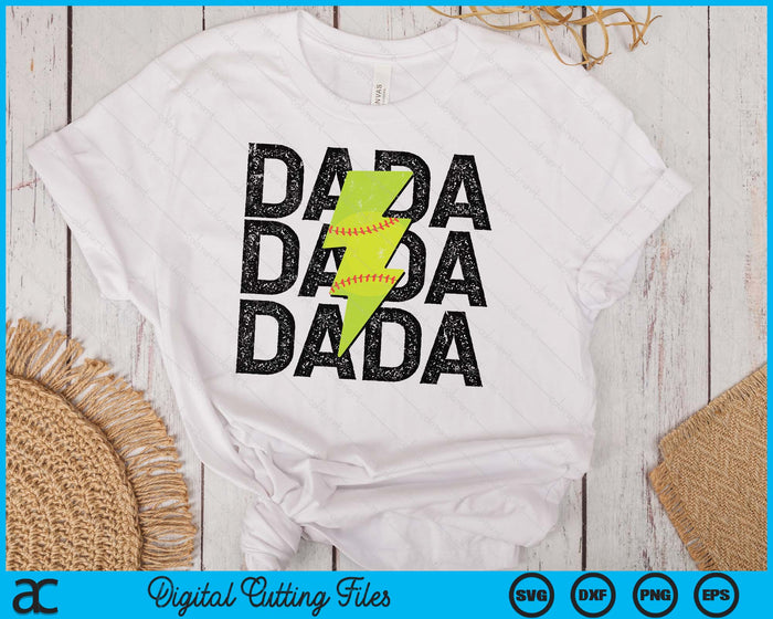 Softball Dada Distressed Lightning Bolt SVG PNG Digital Printable Files