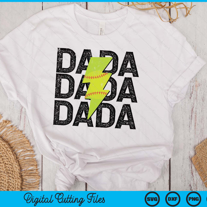 Softball Dada Distressed Lightning Bolt SVG PNG Digital Printable Files