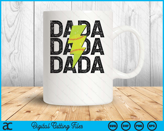 Softball Dada Distressed Lightning Bolt SVG PNG Digital Printable Files