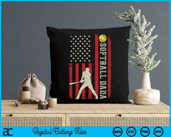 Softball Dada US Flag Gifts For Dada Men Patriotic SVG PNG Digital Printable Files