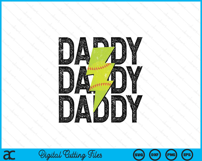 Softball Daddy Distressed Lightning Bolt SVG PNG Digital Printable Files