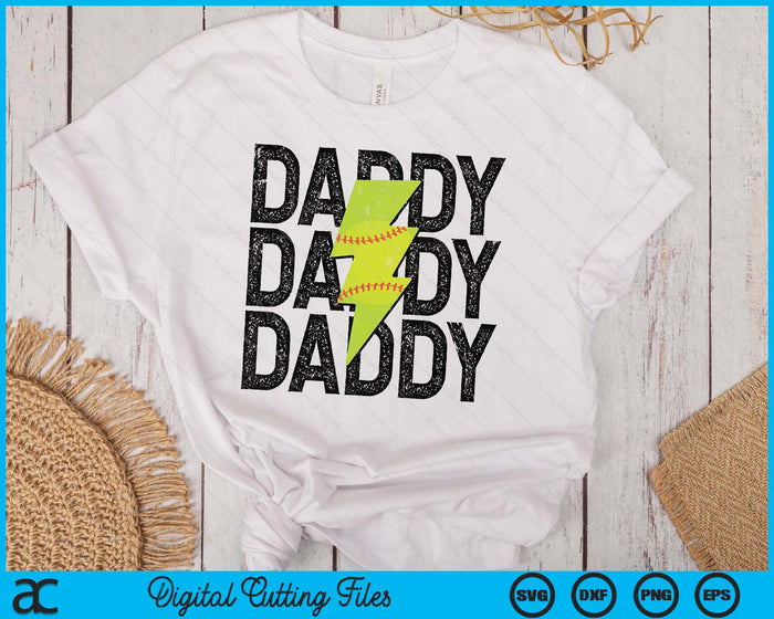 Softball Daddy Distressed Lightning Bolt SVG PNG Digital Printable Files