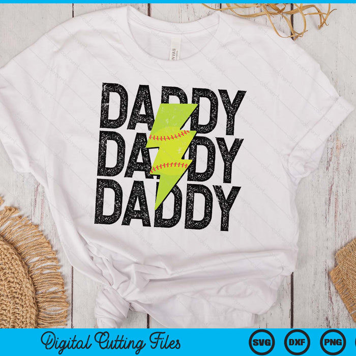 Softball Daddy Distressed Lightning Bolt SVG PNG Digital Printable Files