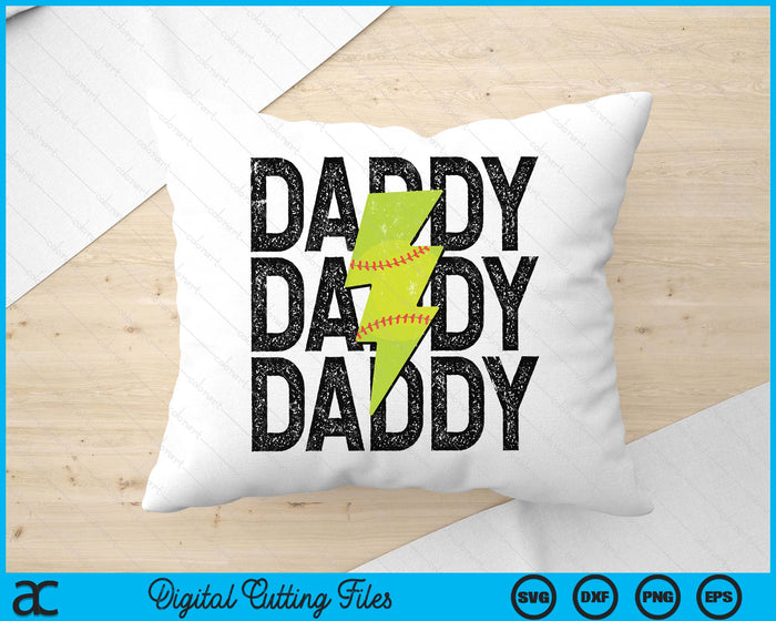 Softball Daddy Distressed Lightning Bolt SVG PNG Digital Printable Files