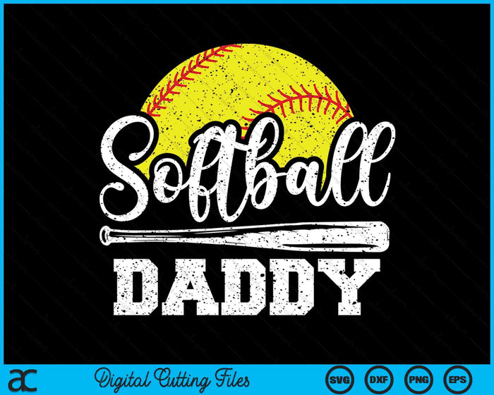 Softball Daddy Softball Player Game Day Father's Day Gift SVG PNG Digital Cutting Files