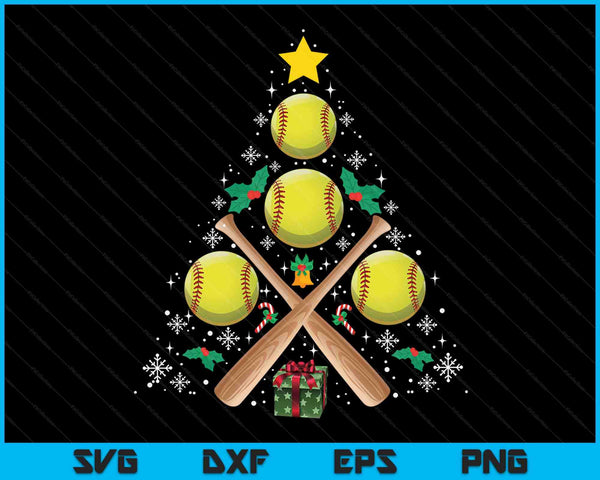 Softball Equipment Christmas Tree Christmas Softball SVG PNG Digital Cutting Files