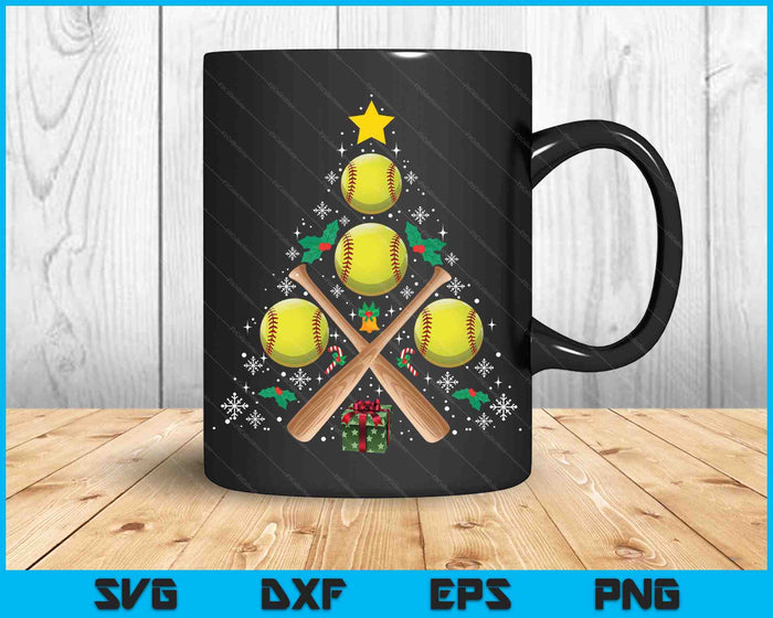 Softball Equipment Christmas Tree Christmas Softball SVG PNG Digital Cutting Files