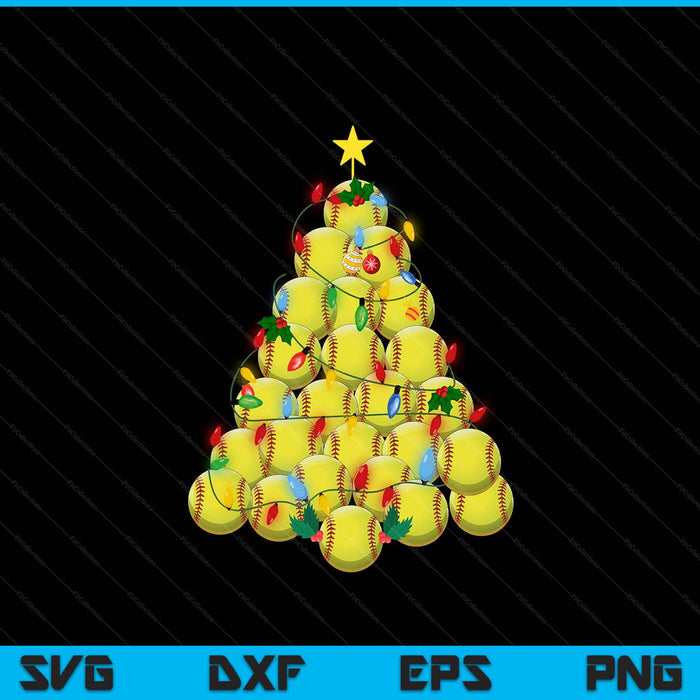 Softball football Christmas tree Xmas pajamas player coach SVG cut file