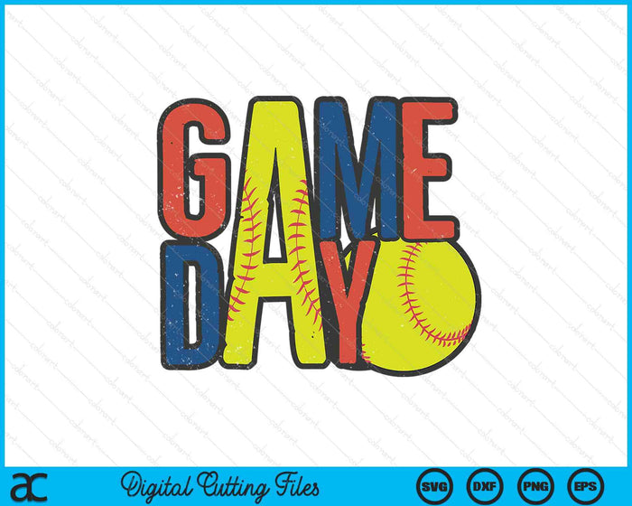 Softball Game Day Navy Blue And Red SVG PNG Digital Printable Files