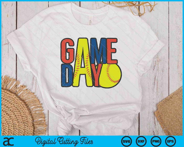 Softball Game Day Navy Blue And Red SVG PNG Digital Printable Files