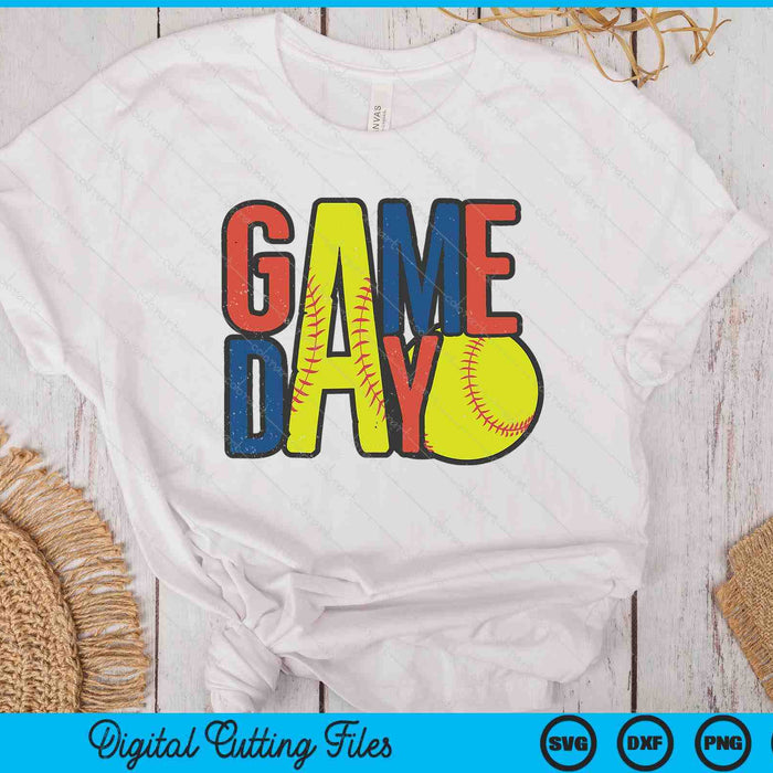 Softball Game Day Navy Blue And Red SVG PNG Digital Printable Files