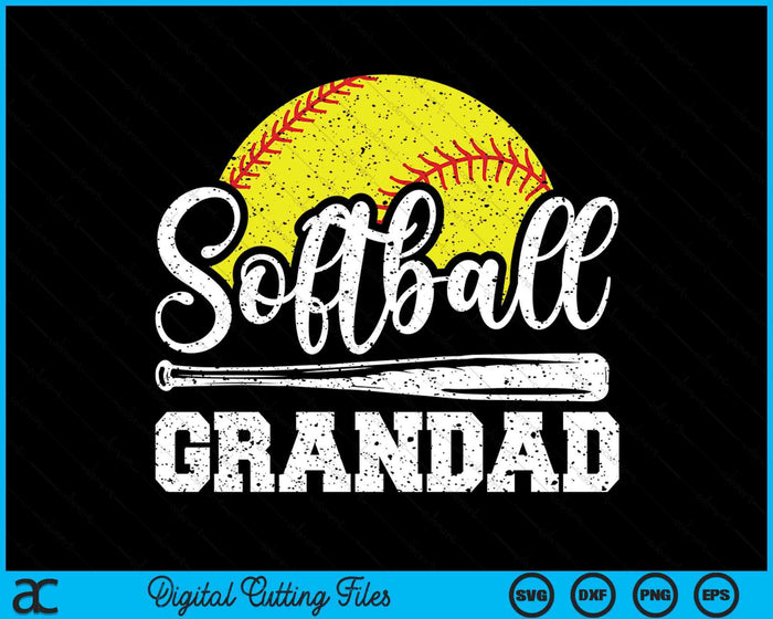 Softball Grandad Softball Player Game Day Father's Day Gift SVG PNG Digital Cutting Files