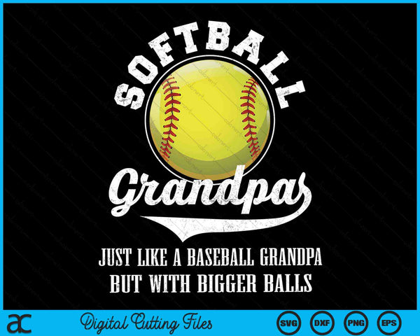 Softbal opa als een honkbal opa met grotere ballen Softbal SVG PNG digitale snijbestanden