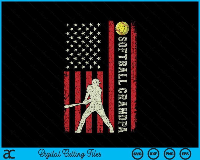 Softball Grandpa US Flag Gifts For Grandpa Men Patriotic SVG PNG Digital Printable Files