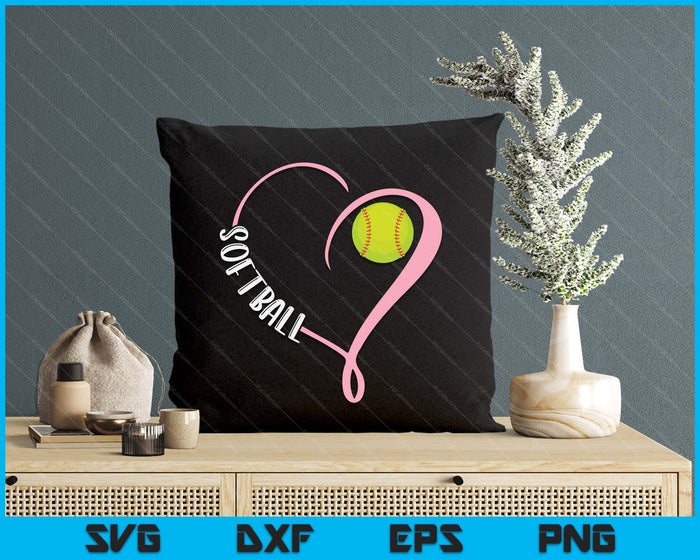 Softball Ladies Valentine's Day Softball Lover SVG PNG Digital Printable Files