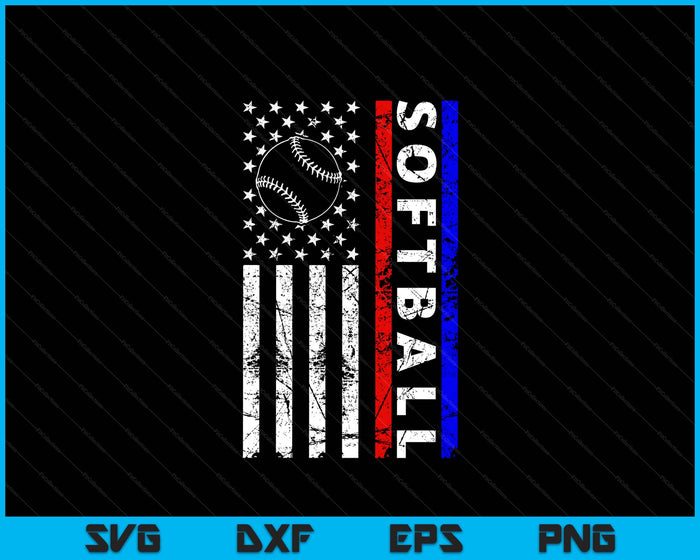 Softball Lovers 4th of July American Flag Softball USA SVG PNG Digital Printable Files