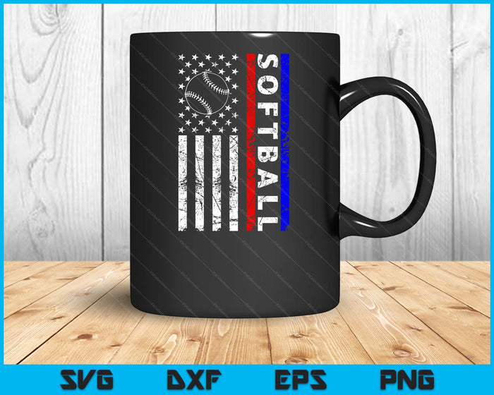 Softball Lovers 4th of July American Flag Softball USA SVG PNG Digital Printable Files