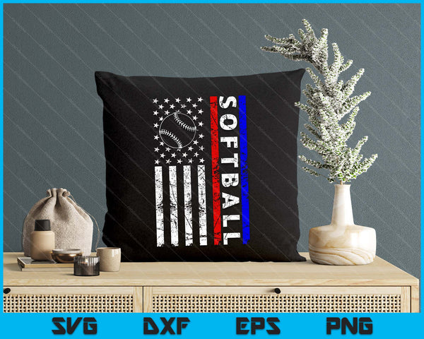 Softball Lovers 4th of July American Flag Softball USA SVG PNG Digital Printable Files