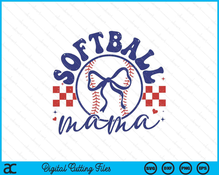 Softball Mama Coquette Bow Mother's Day SVG PNG Digital Printable Files