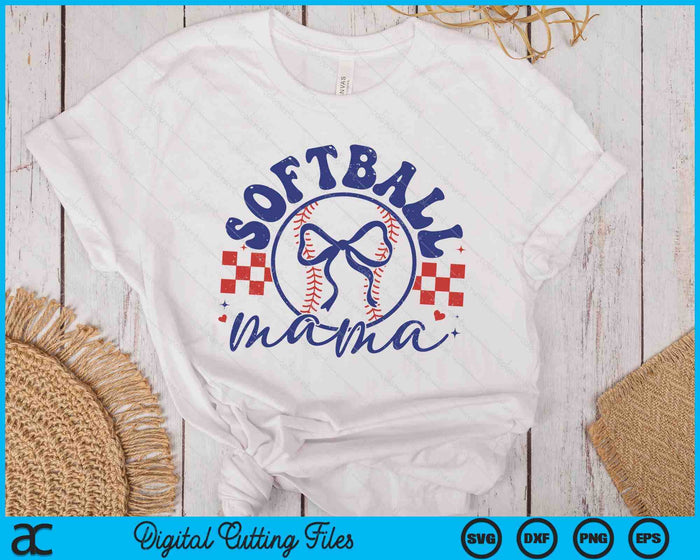 Softball Mama Coquette Bow Mother's Day SVG PNG Digital Printable Files