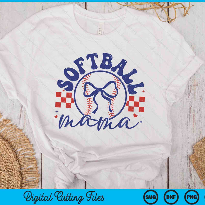 Softball Mama Coquette Bow Mother's Day SVG PNG Digital Printable Files