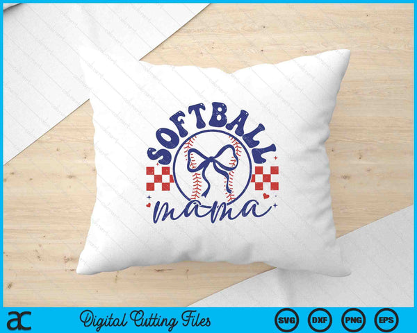 Softball Mama Coquette Bow Mother's Day SVG PNG Digital Printable Files