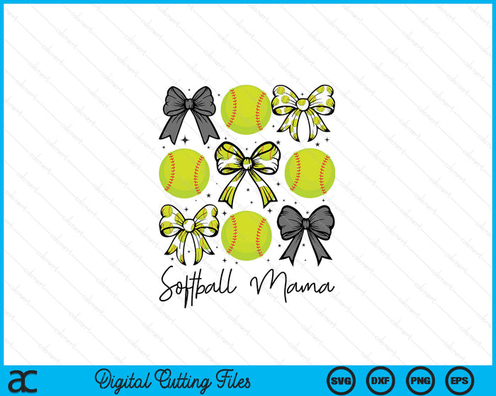 Softball Mama Coquette Bow Softball Season SVG PNG Digital Printable Files