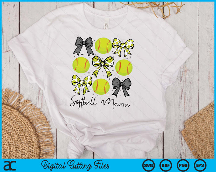 Softball Mama Coquette Bow Softball Season SVG PNG Digital Printable Files